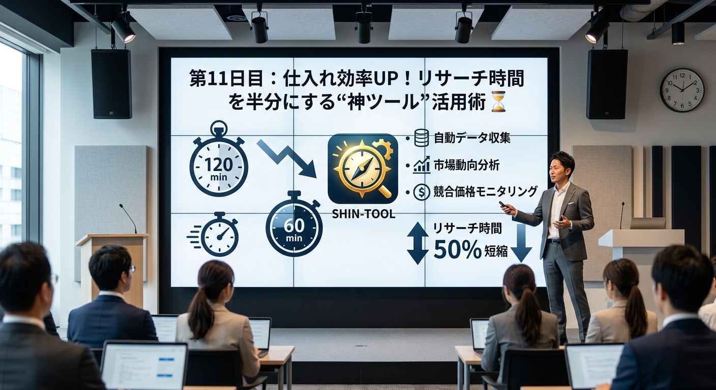 第11日目：仕入れ効率UP！リサーチ時間を半分にする“神ツール”活用術⏳