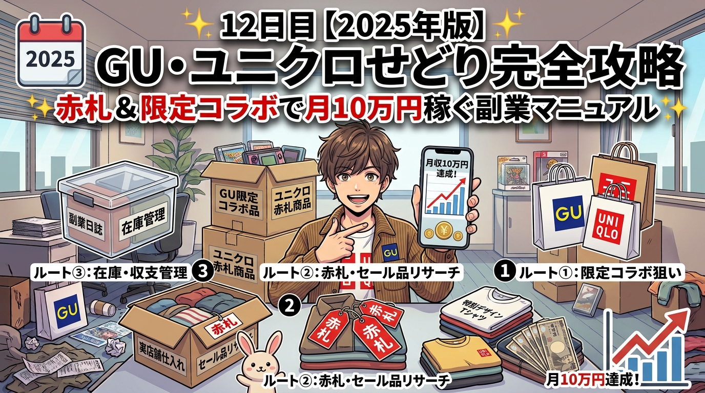 12日目【2025年版】GU・ユニクロせどり完全攻略✨赤札＆限定コラボで月10万円稼ぐ副業マニュアル