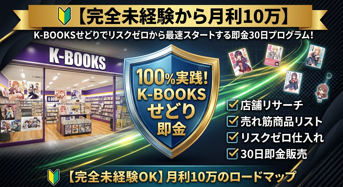 🔰【完全未経験から月利10万】K-BOOKSせどりでリスクゼロから最速スタートする即金30日プログラム！